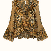 Samantha Lace Frill Blouse Vintage Leopard