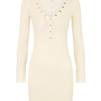 STELLA RIB HENLEY DRESS LIMESTONE