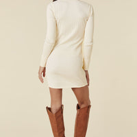 STELLA RIB HENLEY DRESS LIMESTONE