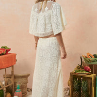 Free Love Lace Bias Skirt Vintage Cream