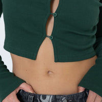 BUTTON UP LS TOP FOREST