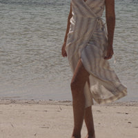 Market Wrap Dress Cocoa Stripe