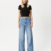 ICONIC HEMP RIBBED HIGH NECK TEE - BLACK