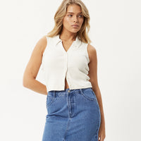 Eliza Organic Rib Sleeveless Shirt in White