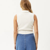 Eliza Organic Rib Sleeveless Shirt in White