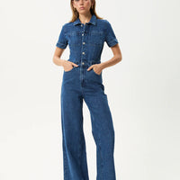 Miami Denim Flared Jumpsuit Authentic Blue