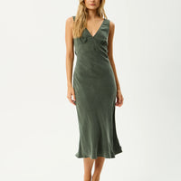 Gia Cupro Maxi Dress Deep Green