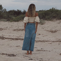 Back Split Maxi Skirt Denim