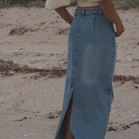 Back Split Maxi Skirt Denim