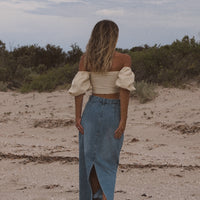 Back Split Maxi Skirt Denim