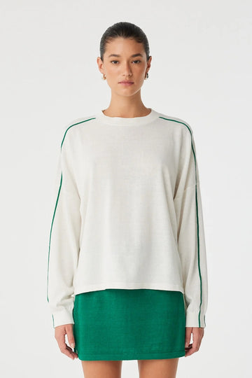 Pippa Long Sleeve Cream & Palm Green