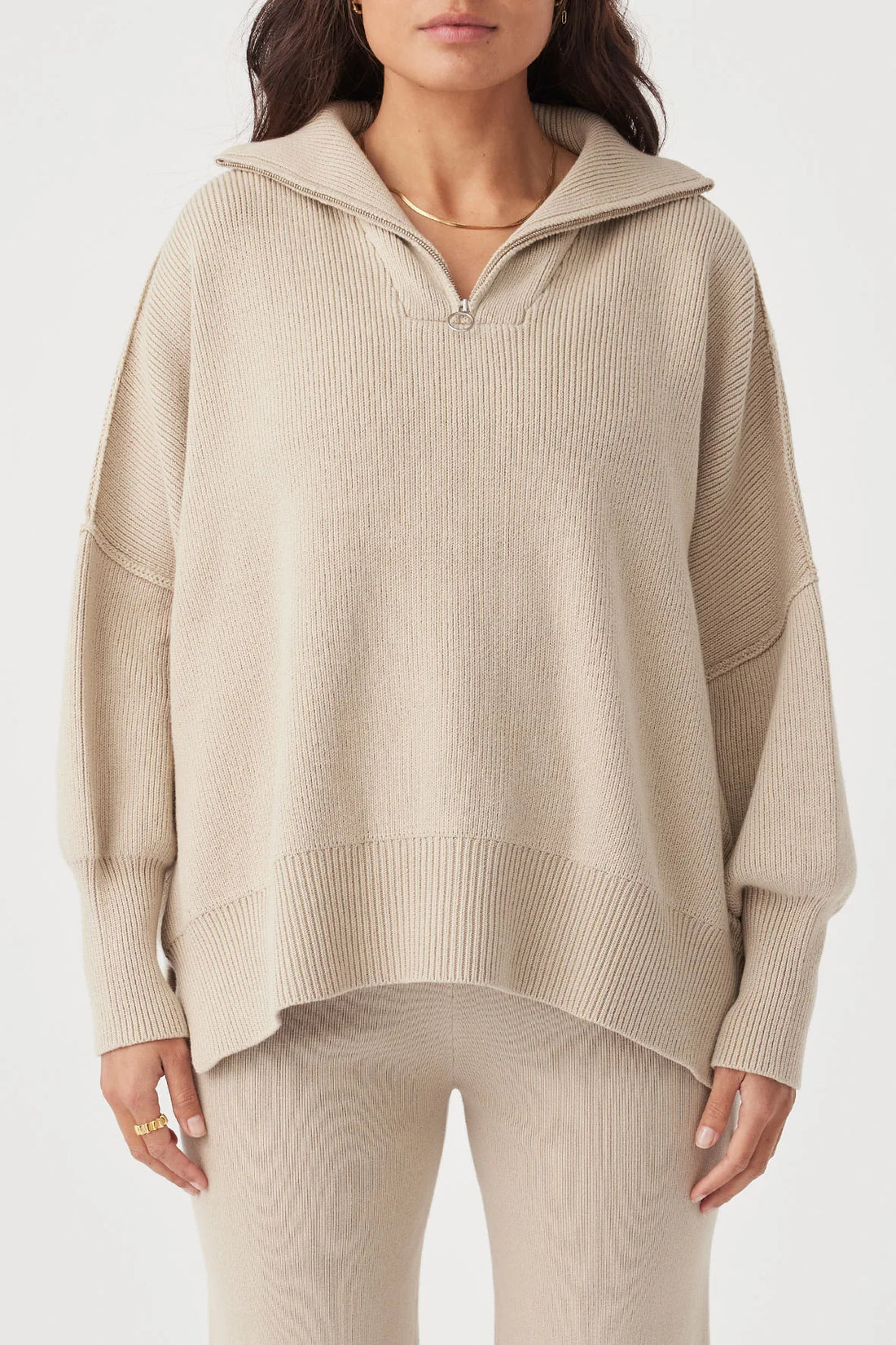 London Zip Knit Taupe