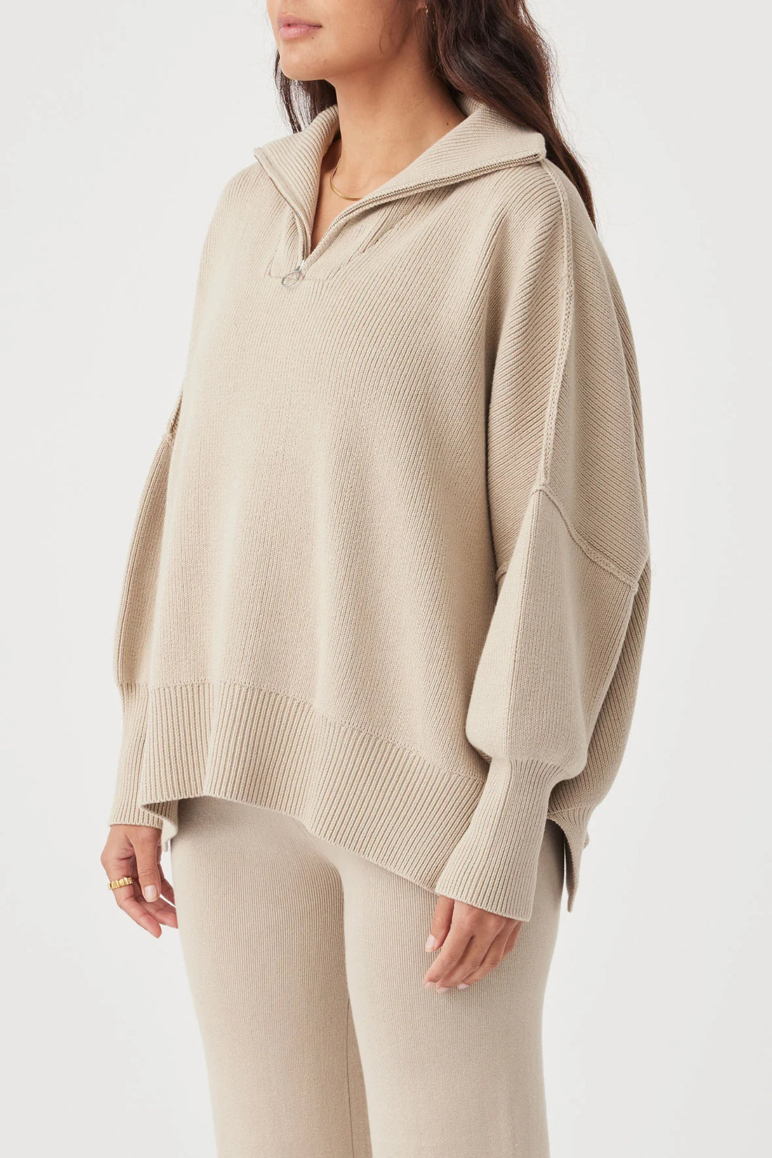 London Zip Knit Taupe