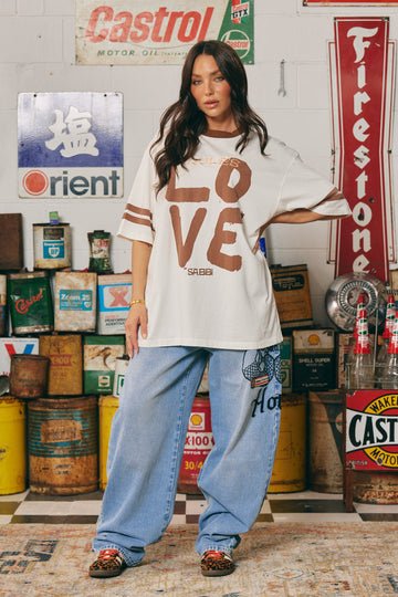 The Very Oversized Love Revolution Tee Off White