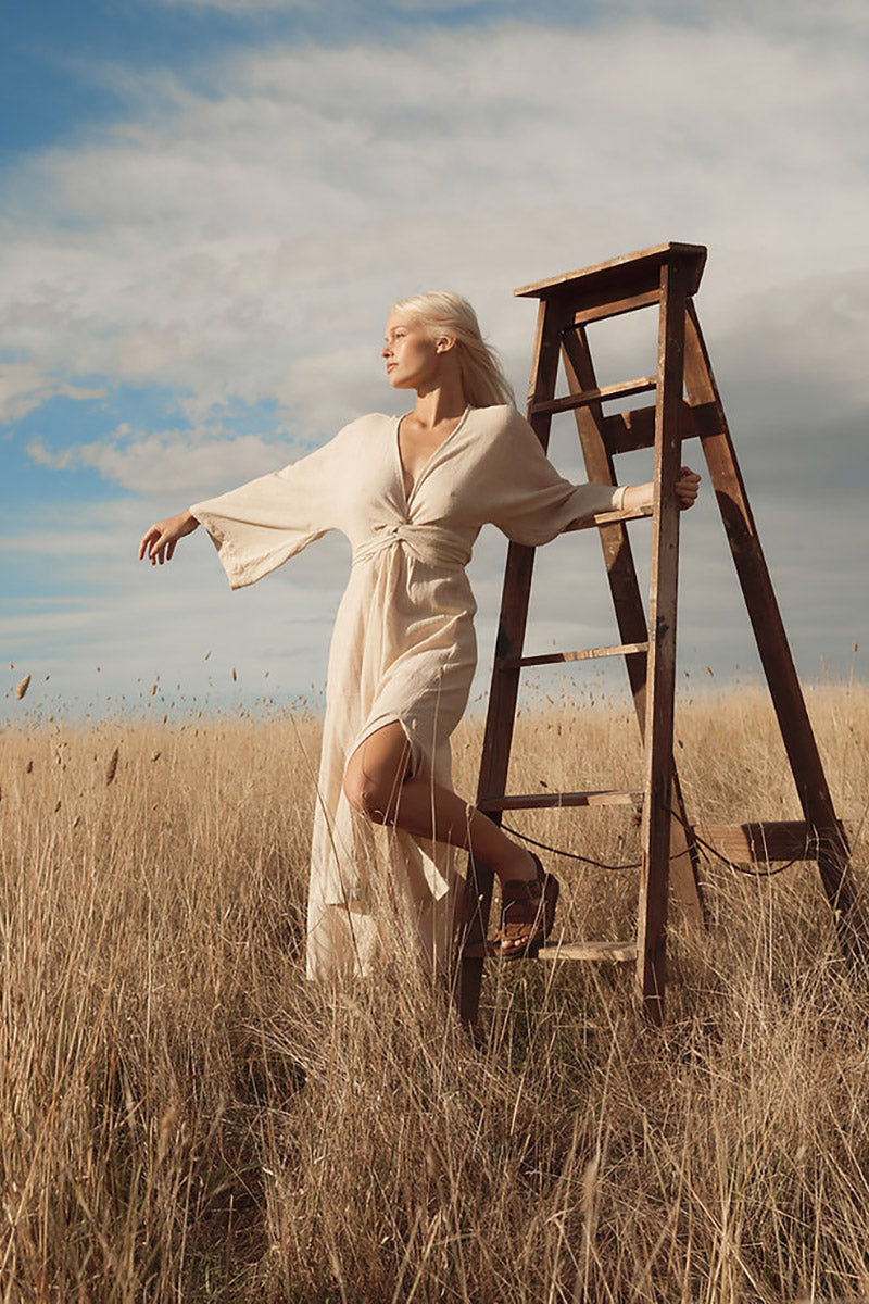 HARPER WRAP DRESS WHEAT
