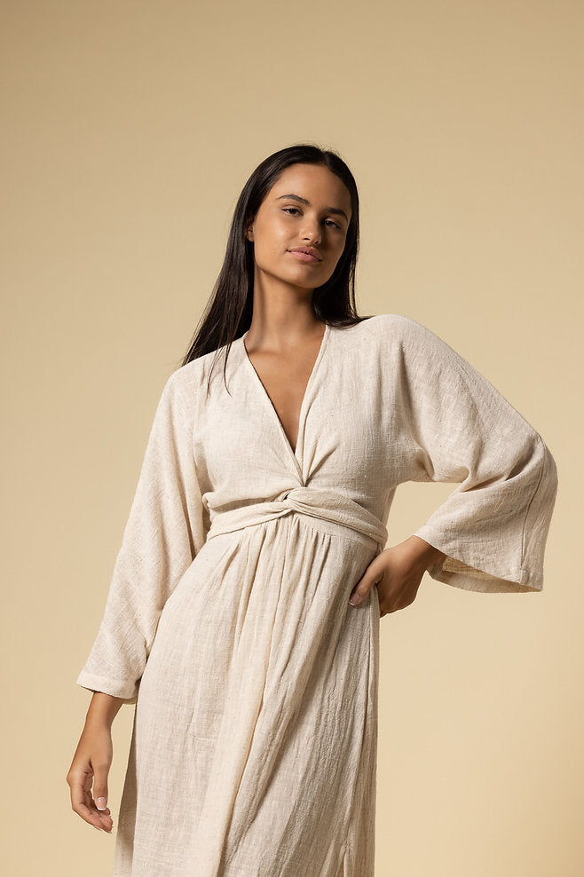 HARPER WRAP DRESS WHEAT