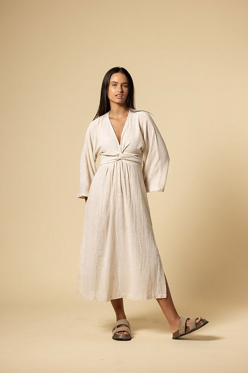 HARPER WRAP DRESS WHEAT