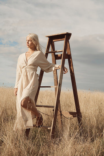 HARPER WRAP DRESS WHEAT