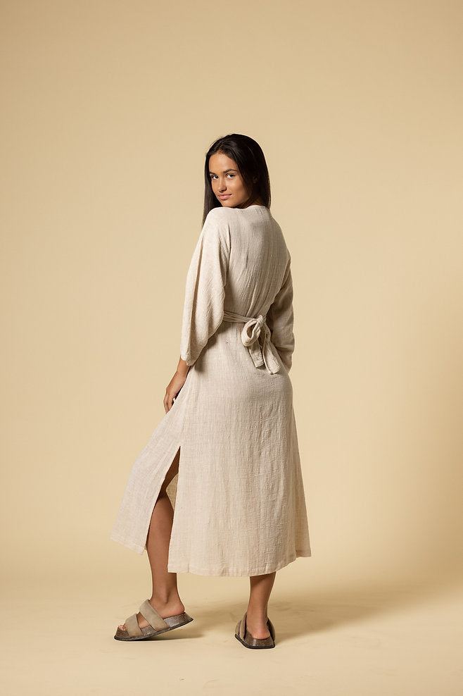 HARPER WRAP DRESS WHEAT
