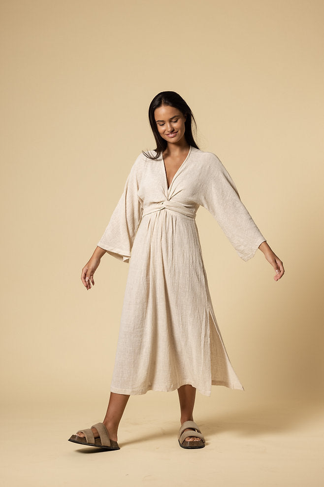 HARPER WRAP DRESS WHEAT