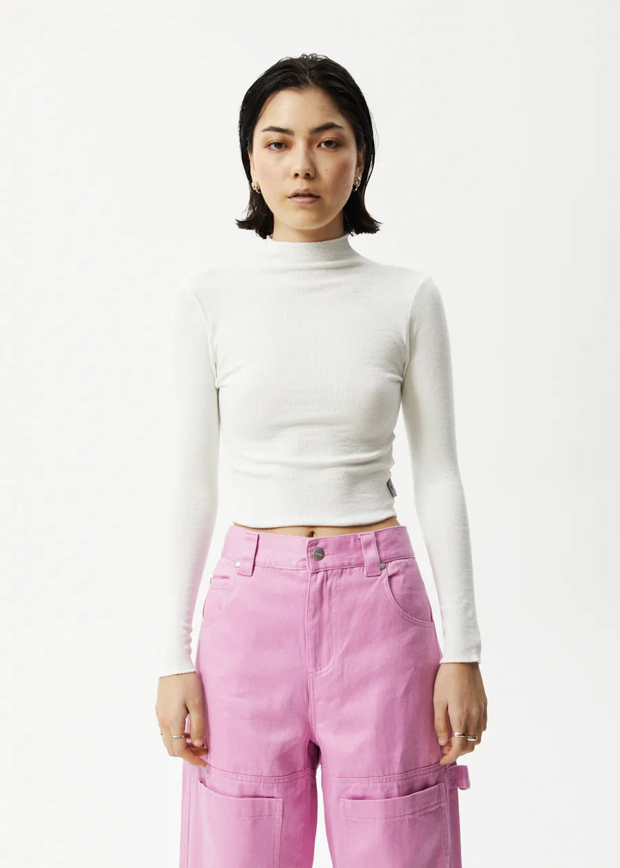 ICONIC HEMP RIBBED LONG SLEEVE TOP - OFF WHITE