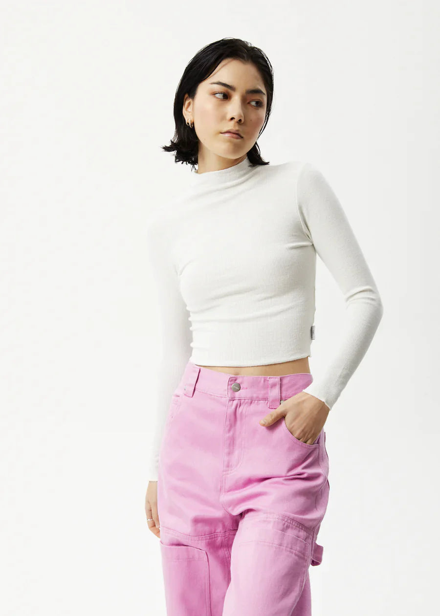 ICONIC HEMP RIBBED LONG SLEEVE TOP - OFF WHITE