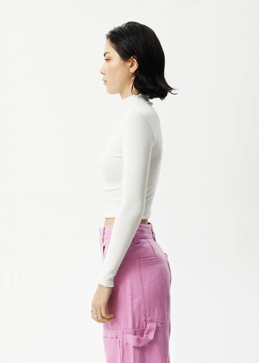 ICONIC HEMP RIBBED LONG SLEEVE TOP - OFF WHITE