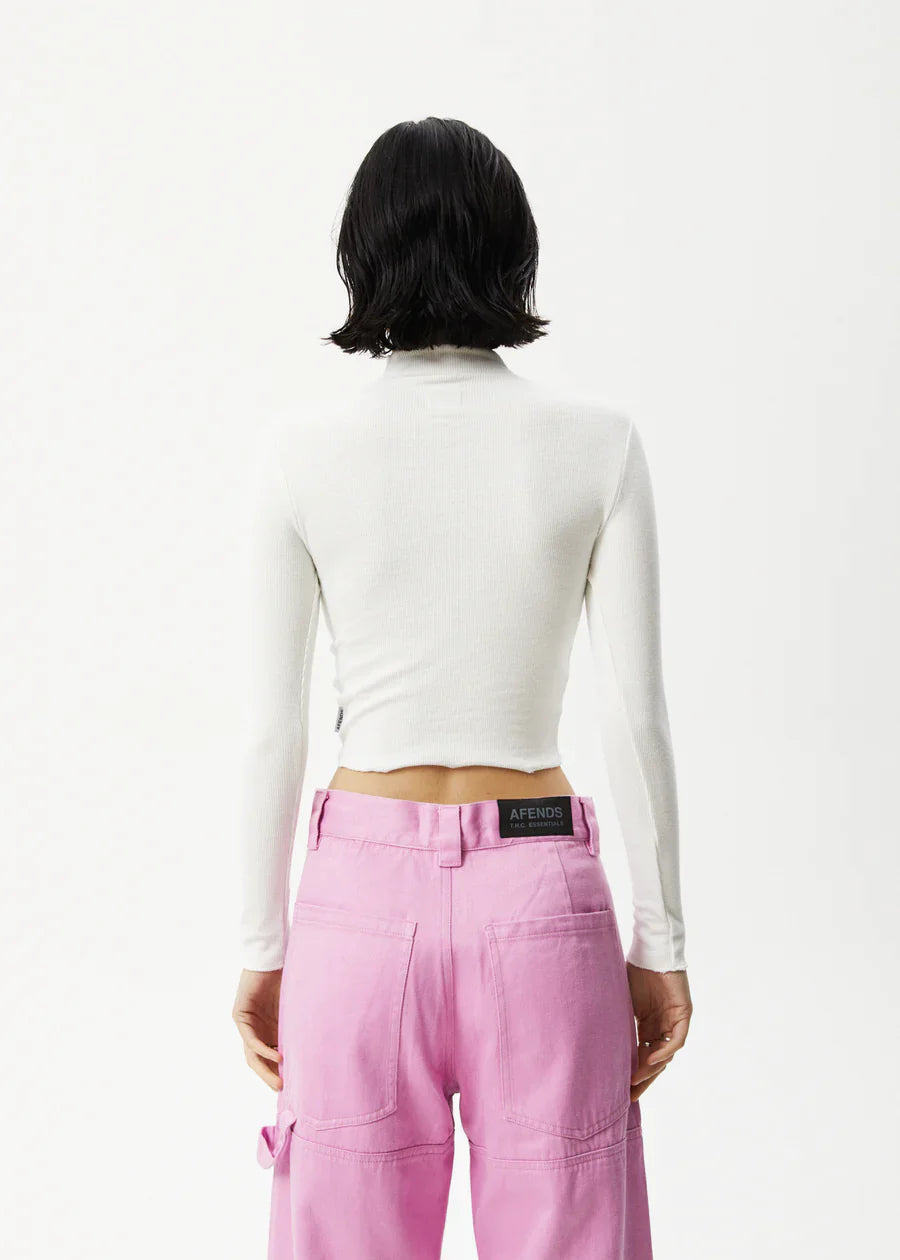 ICONIC HEMP RIBBED LONG SLEEVE TOP - OFF WHITE