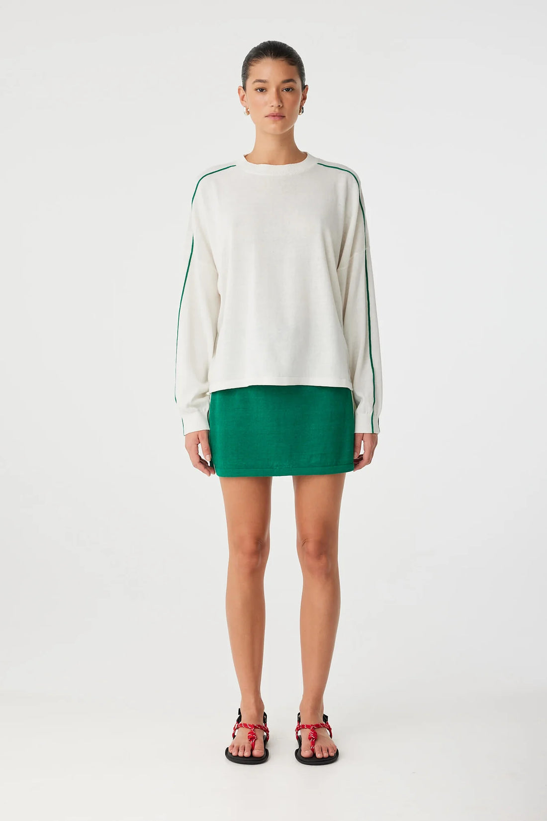 Pippa Long Sleeve Cream & Palm Green