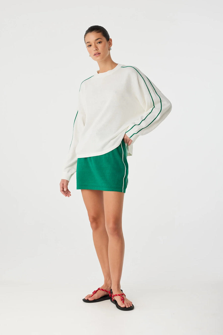 Pippa Long Sleeve Cream & Palm Green