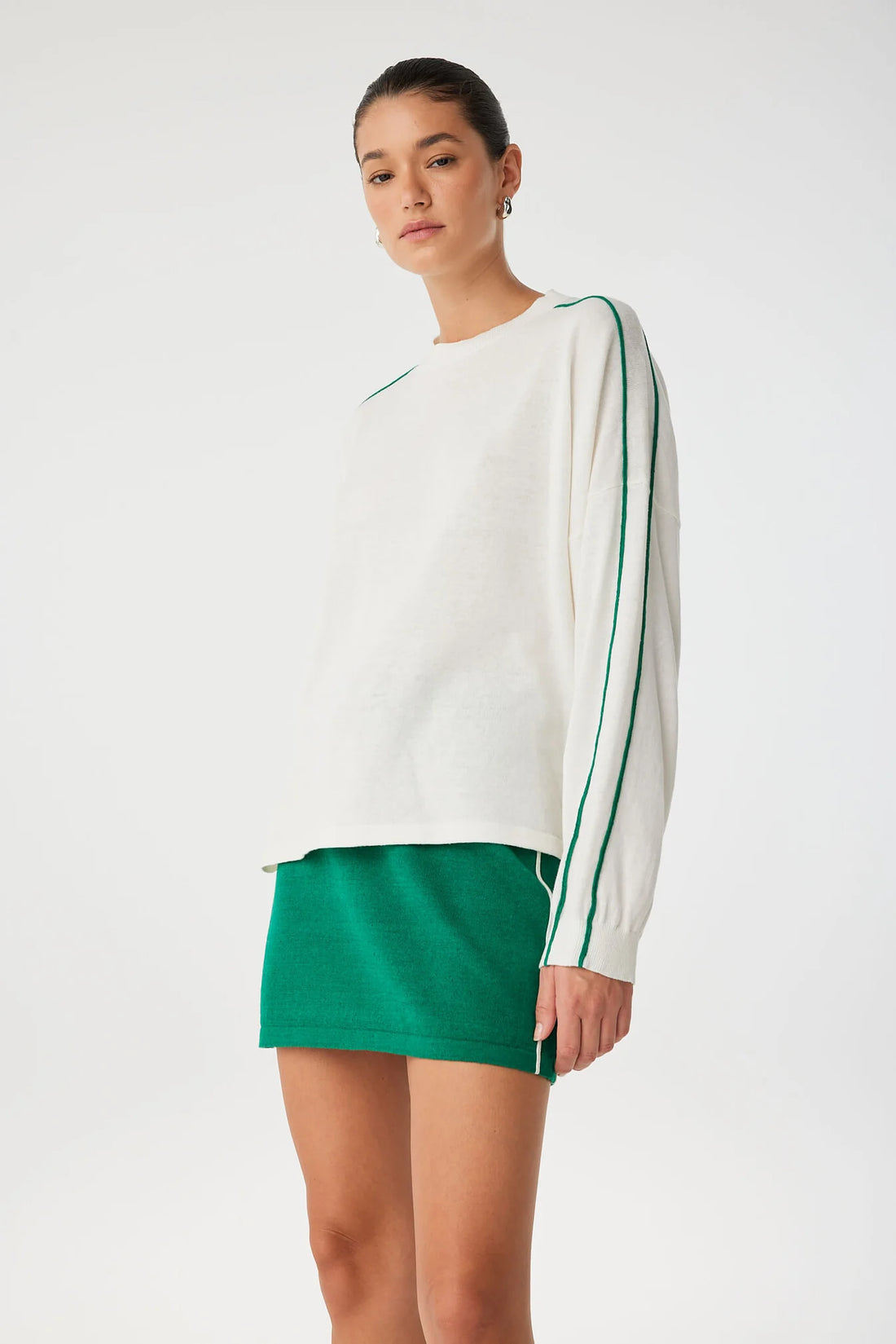 Pippa Long Sleeve Cream & Palm Green