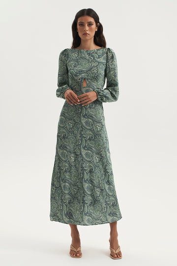 BETHENNY BIAS BACKLESS DRESS PAISLEY
