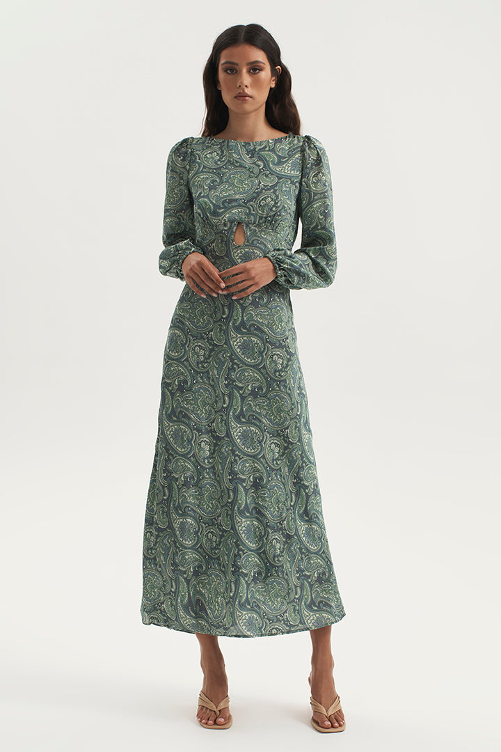 BETHENNY BIAS BACKLESS DRESS PAISLEY