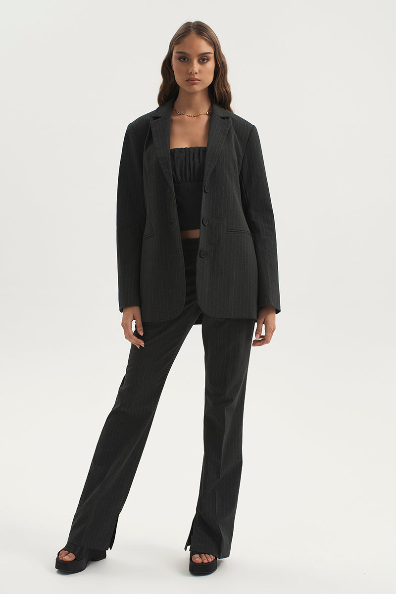 BRIGETTE PINSTRIPE BLAZER GREY