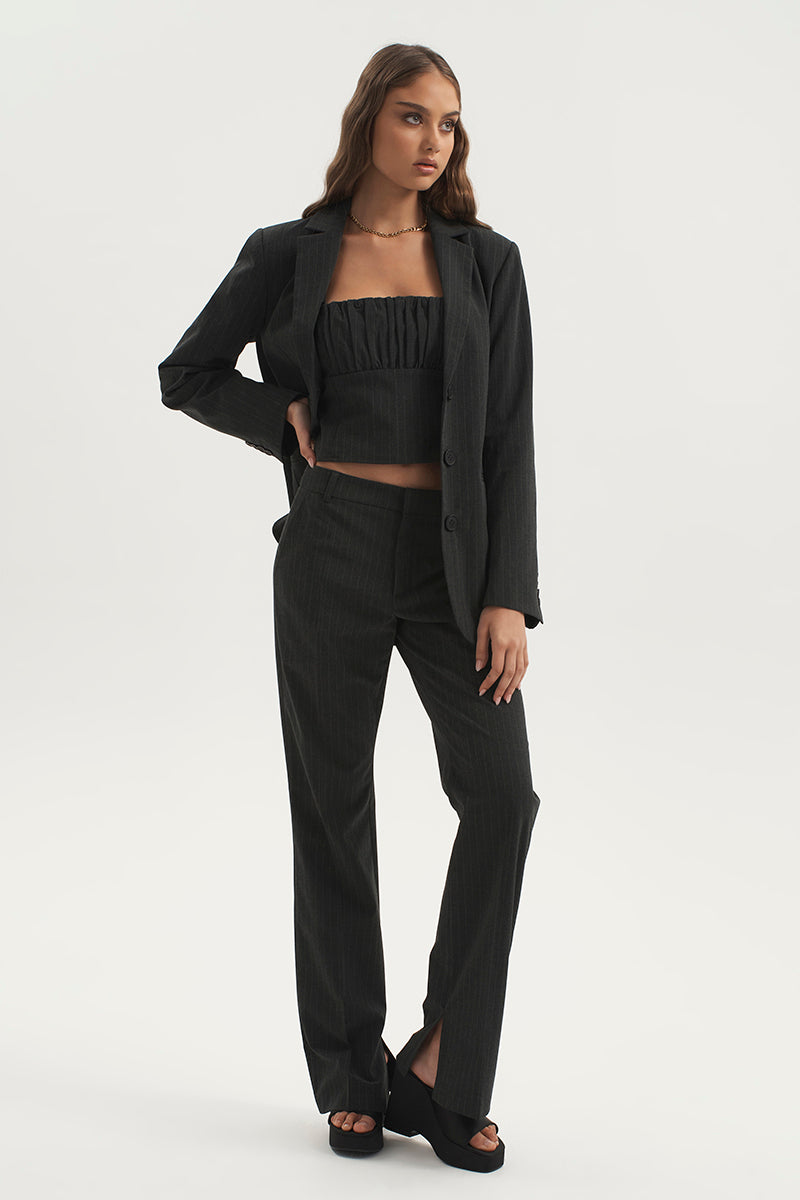BRIGETTE PINSTRIPE BLAZER GREY