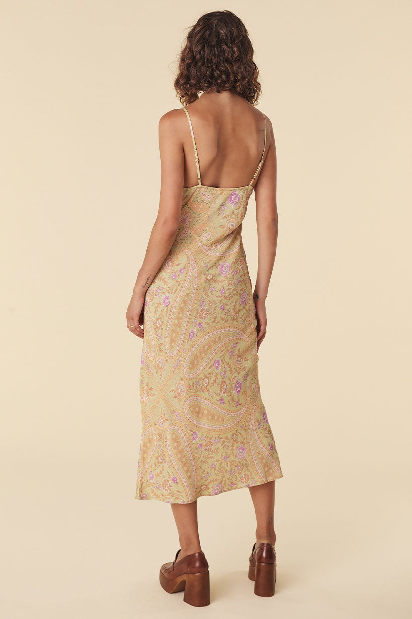 Belladonna Bias Strappy Midi Dress Dusty Olive