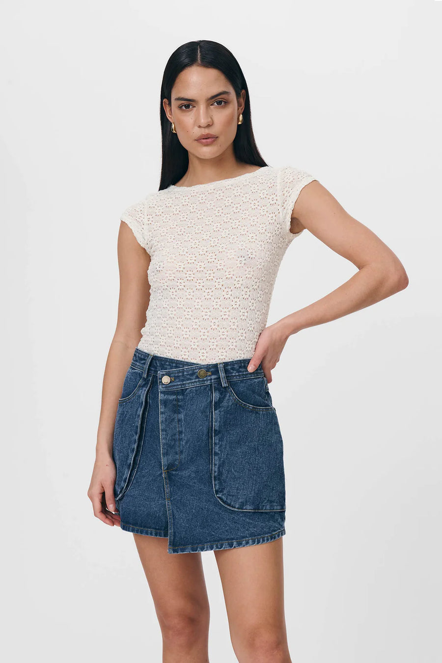 Bria Organic Denim mini Skirt Washed indigo