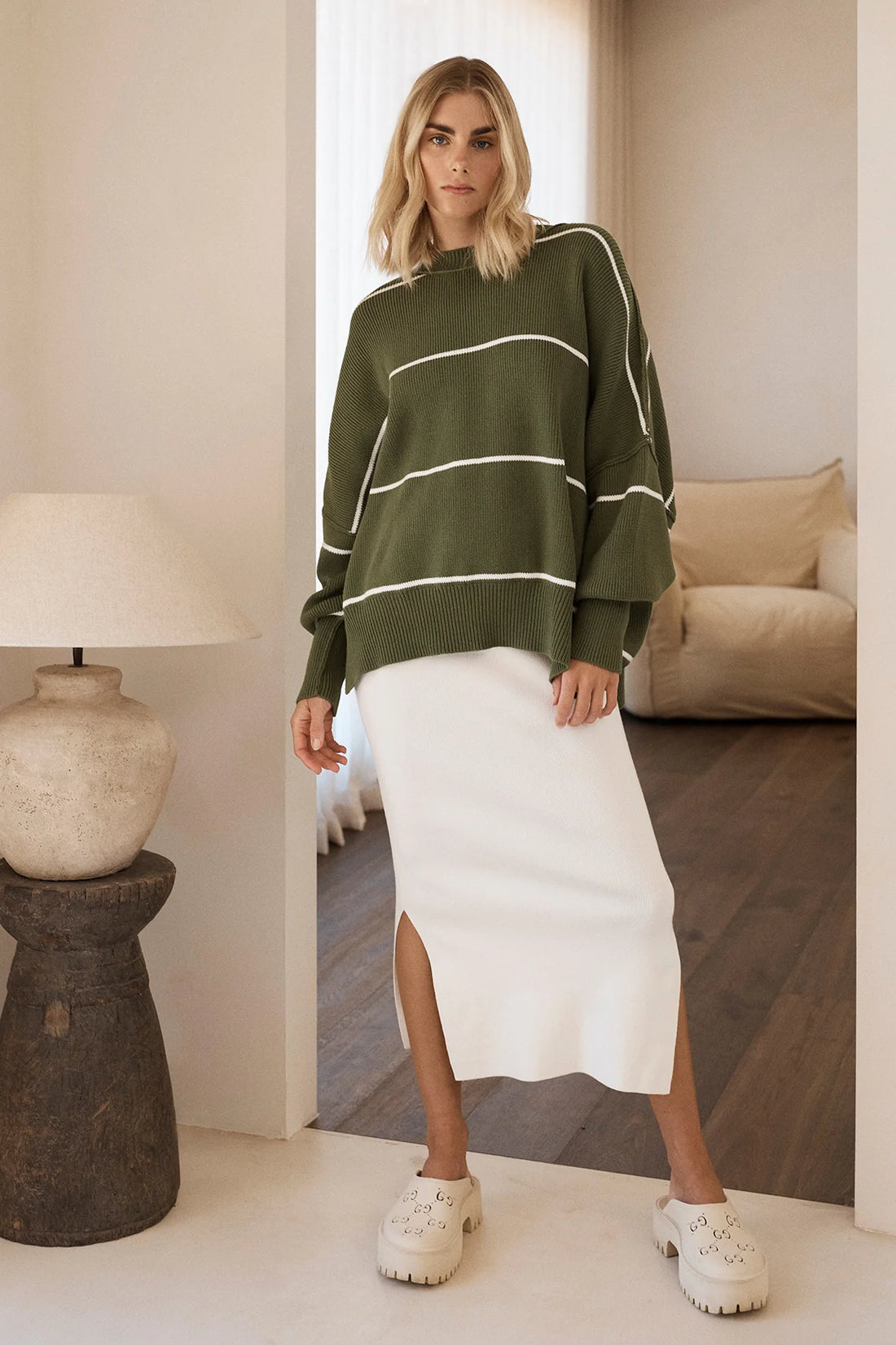 Harper Organic Knit Skirt Cream