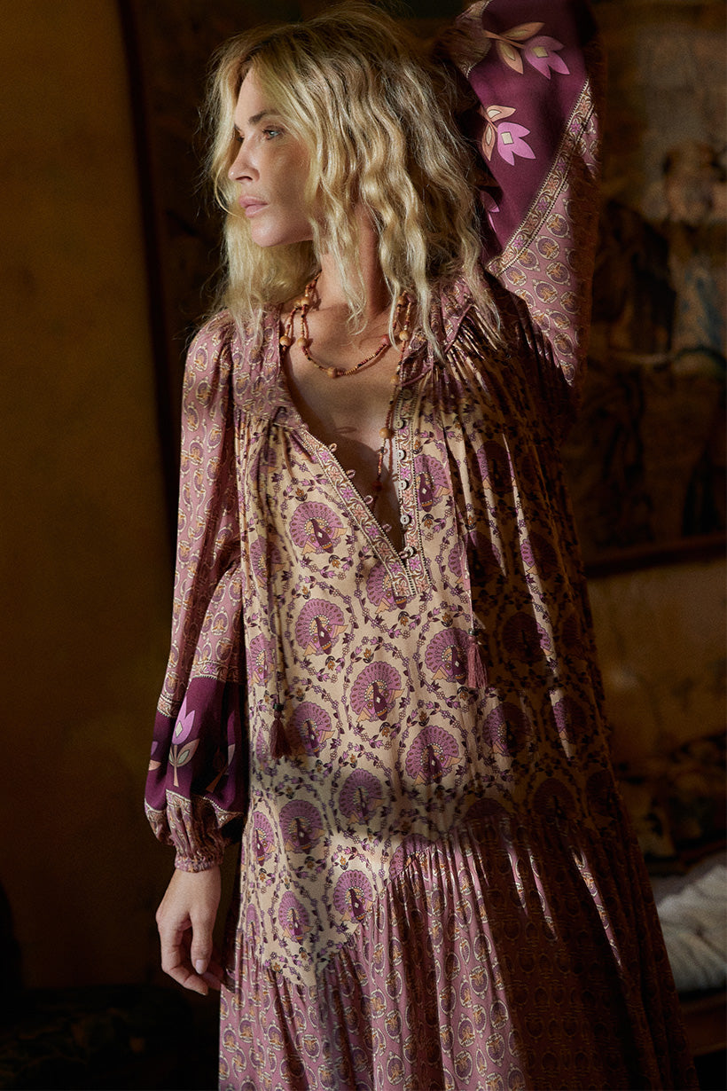 Chateau Boho Midi Dress Grape