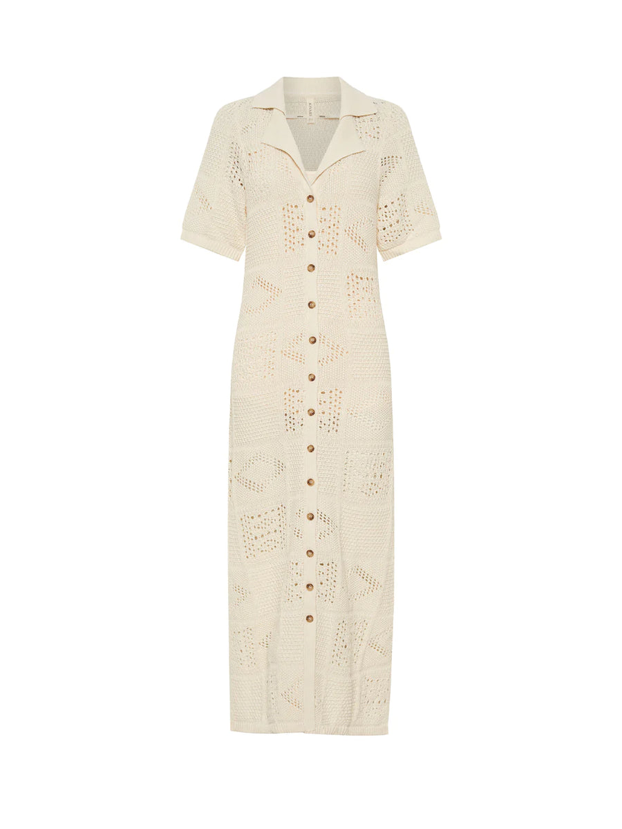 Clementine Collared Midi Dress Cream