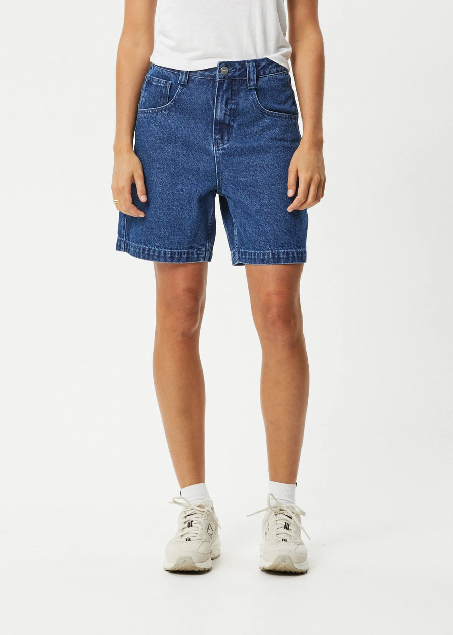 Emilie Hemp Denim Workwear Short in Authentic Blue