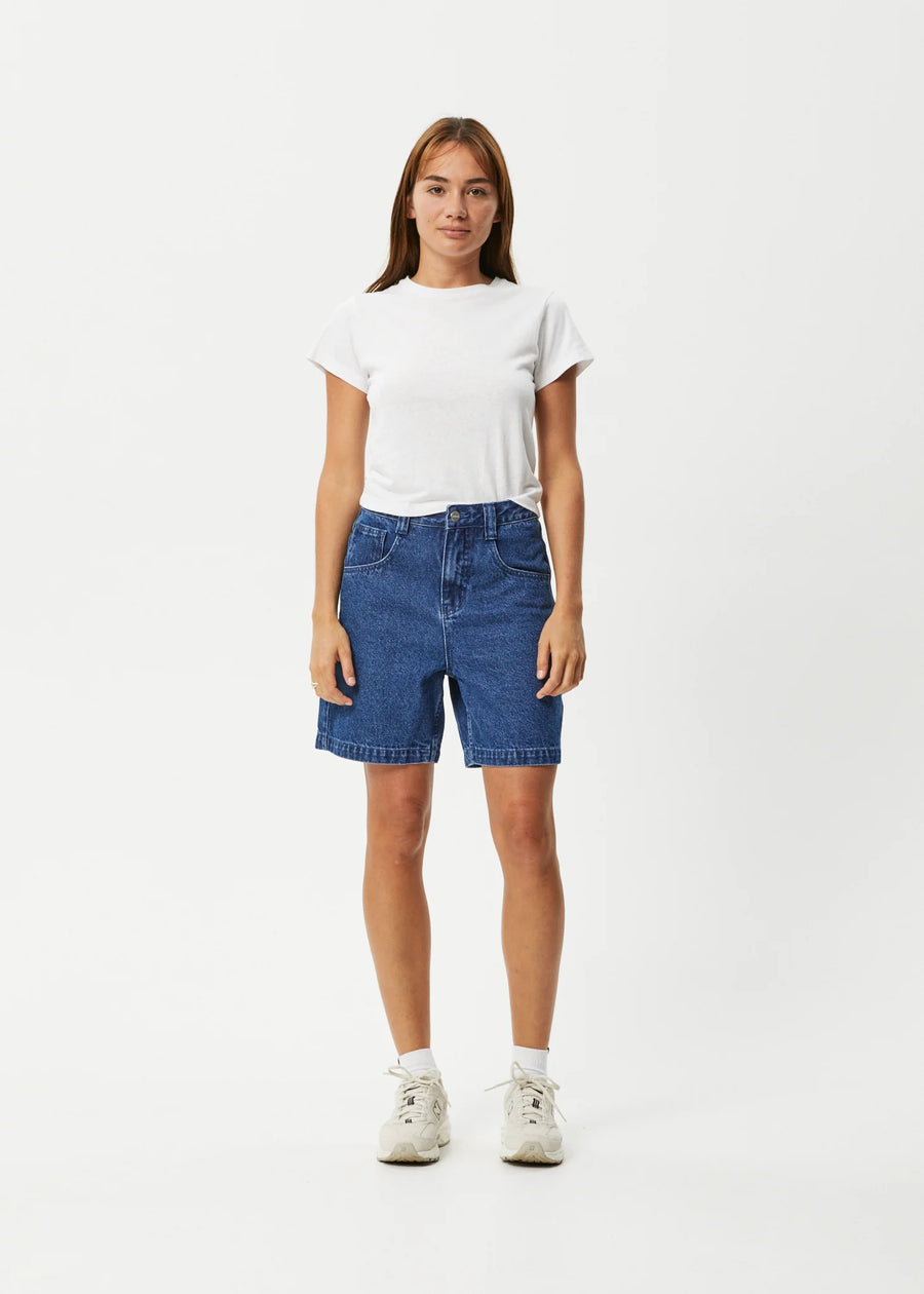 Emilie Hemp Denim Workwear Short in Authentic Blue