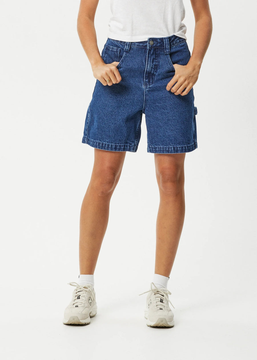 Emilie Hemp Denim Workwear Short in Authentic Blue