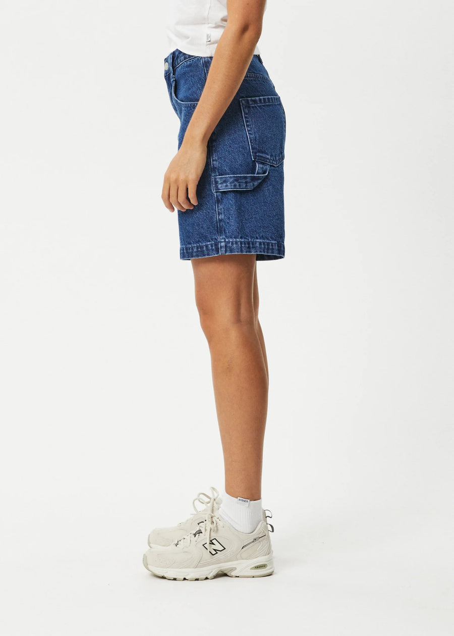 Emilie Hemp Denim Workwear Short in Authentic Blue