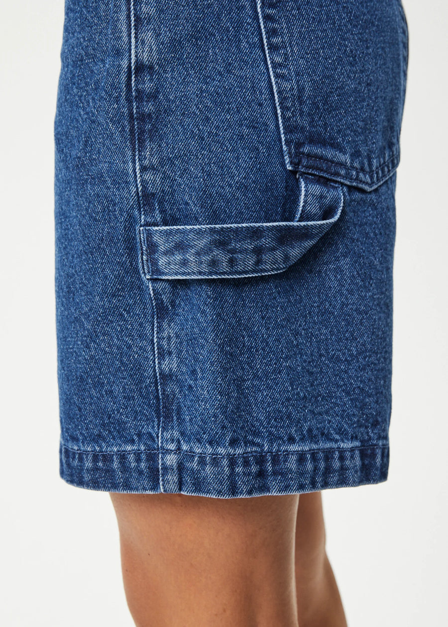 Emilie Hemp Denim Workwear Short in Authentic Blue