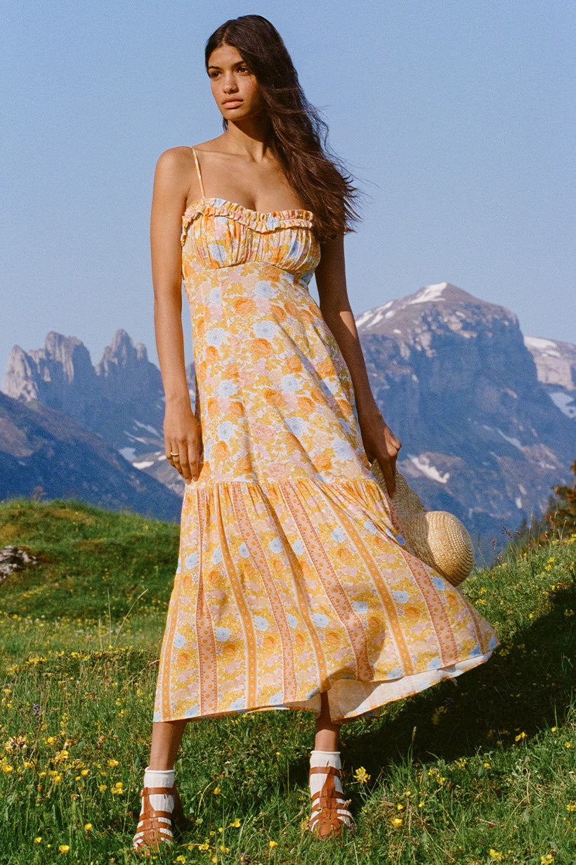 Enchanted Wood Strappy Maxi Dress Dandelion