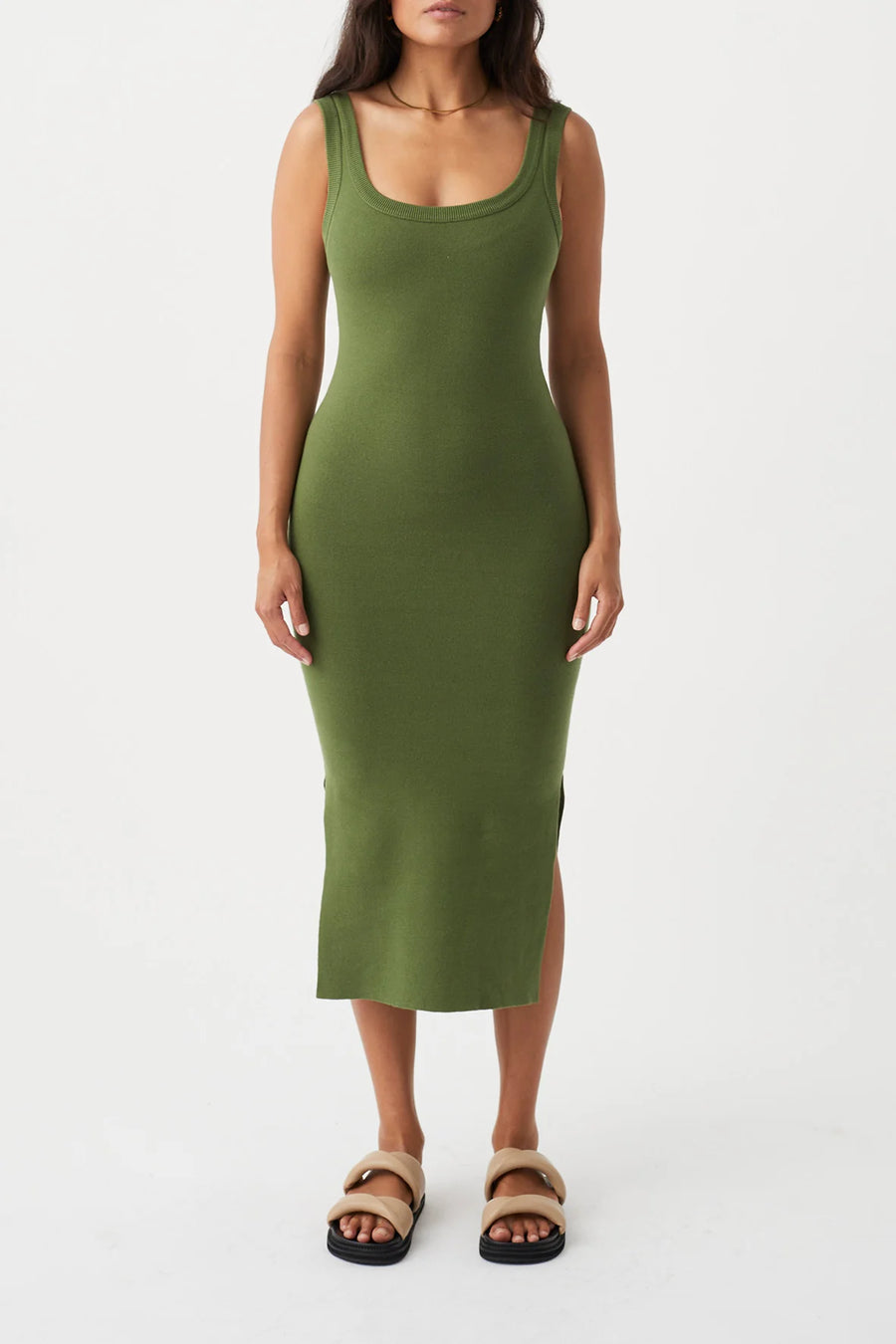 Esta Thick Knit Midi Dress Caper