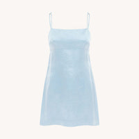 Gwen Silk Linen Mini Dress Baby Blue