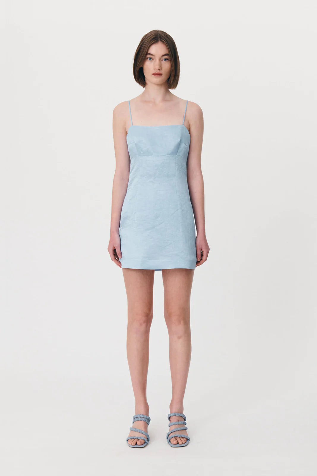 Gwen Silk Linen Mini Dress Baby Blue