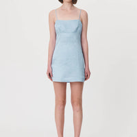 Gwen Silk Linen Mini Dress Baby Blue